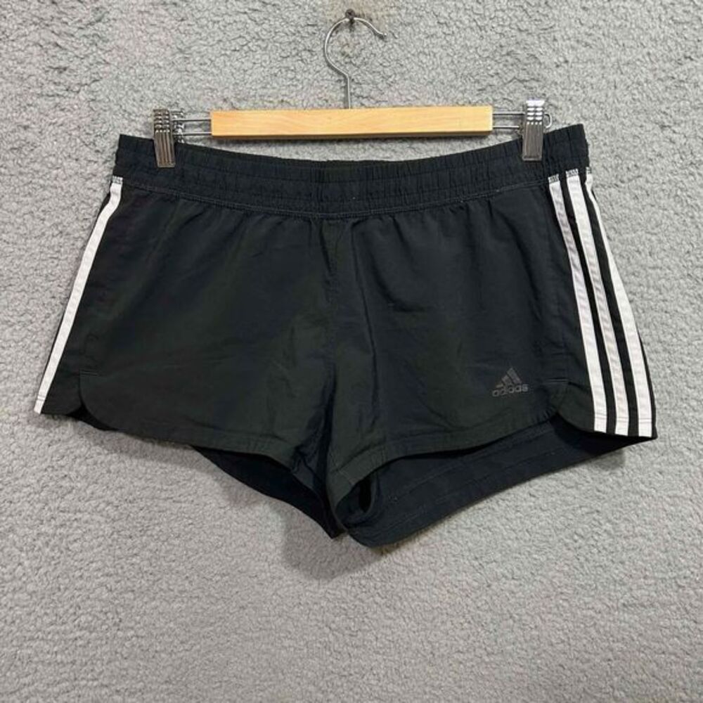 Adidas Running Shorts Womens Size Small Black Athletic Elastic Waist 3 Stripe